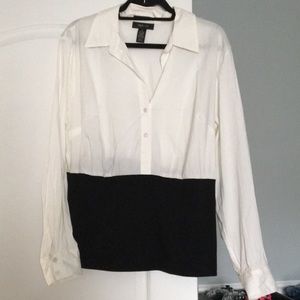 Style & Co White & Black Blouse Mixed Media